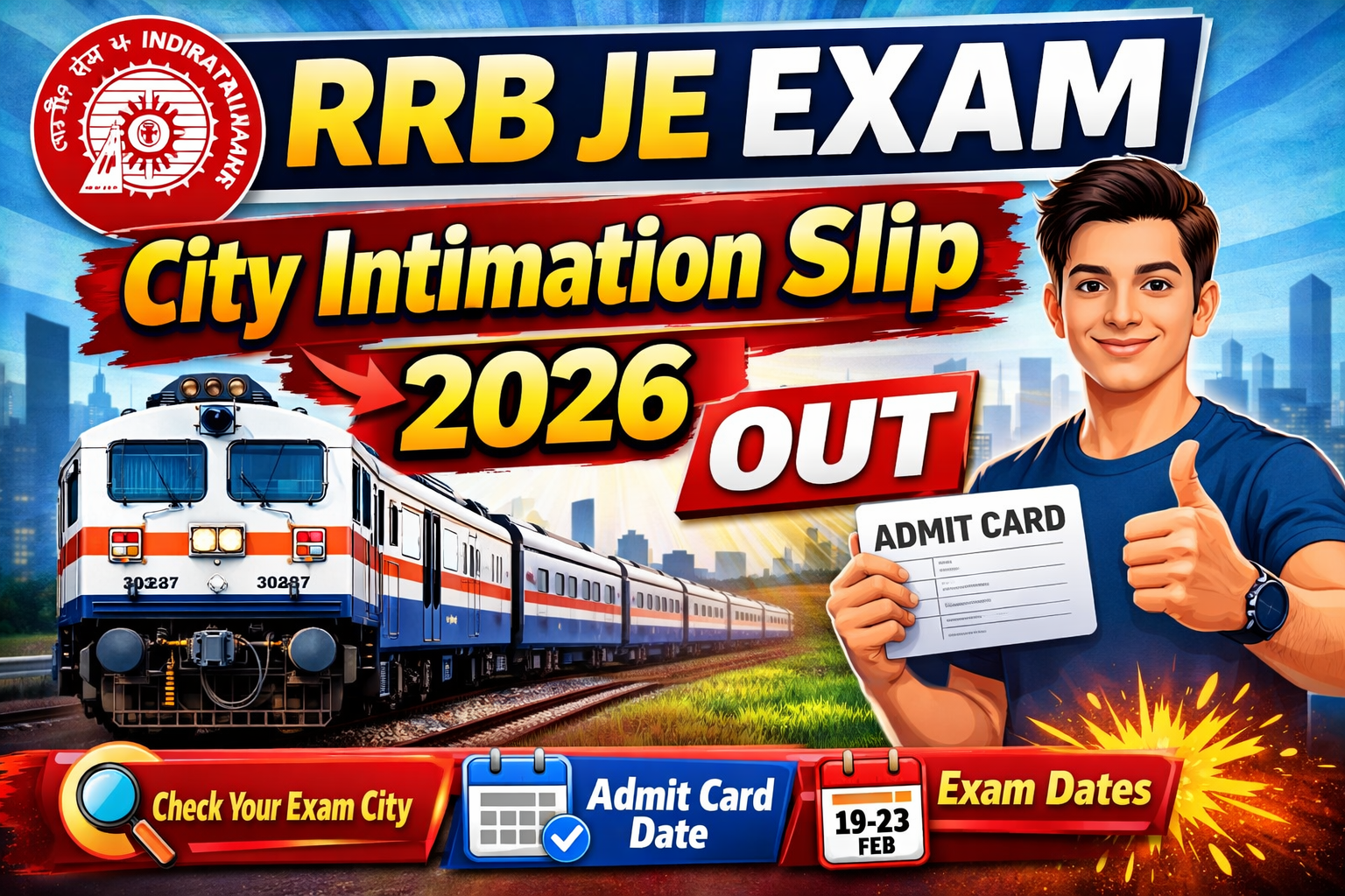 RRB JE Exam City Intimation Slip 2026
