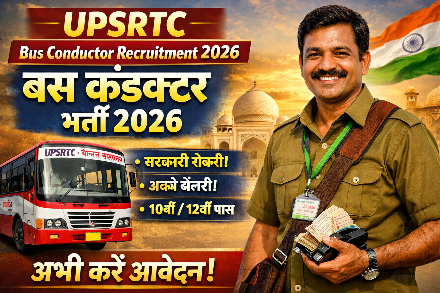 UPSRTC Bus Conductor Recruitment 2026: बिना फीस के 10+2 पास के लिए भर्ती, ऐसे करें आवेदन