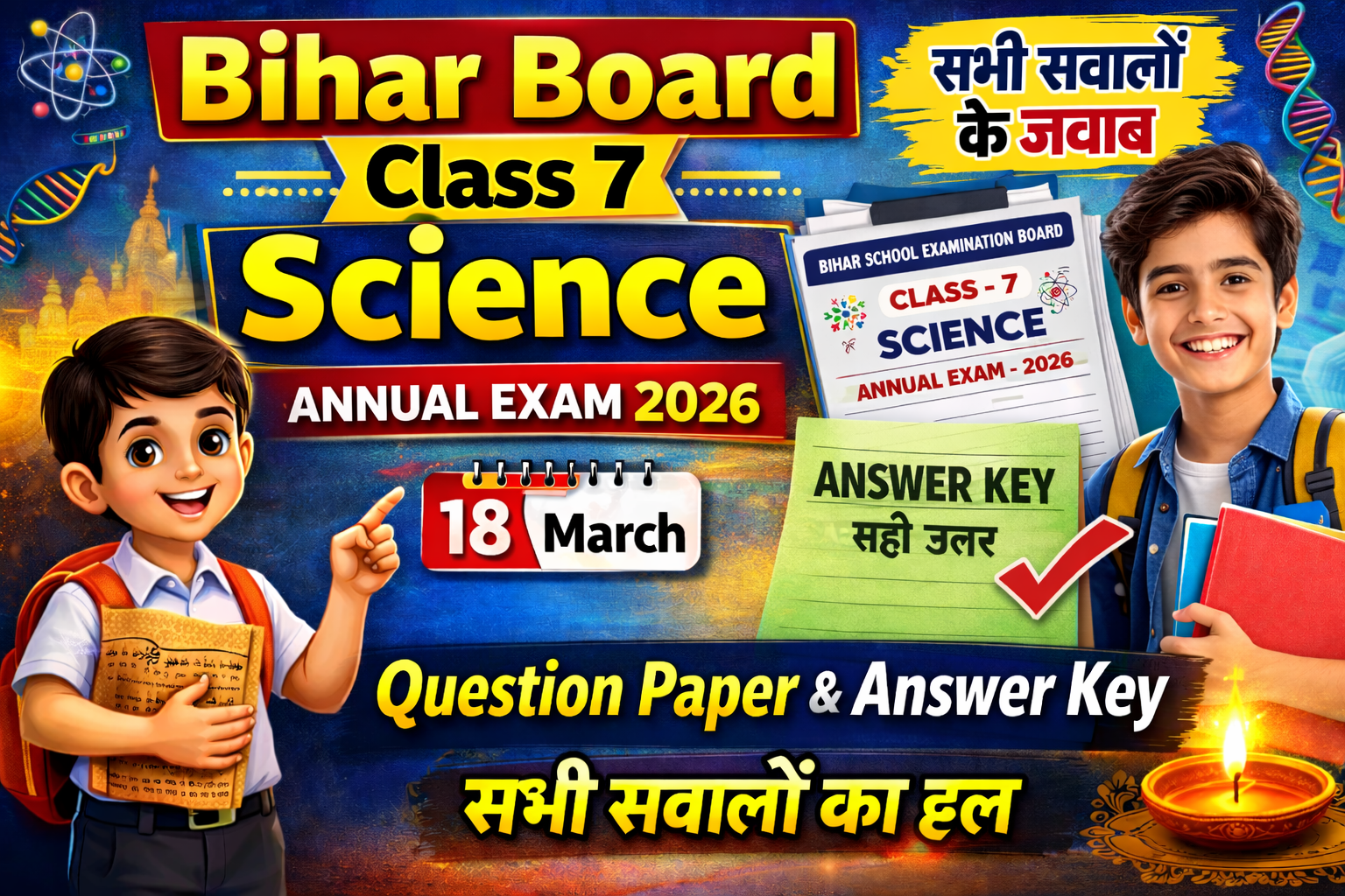 Bihar Board Class 7 Science Annual Exam 2026 Question Paper with Answer Key