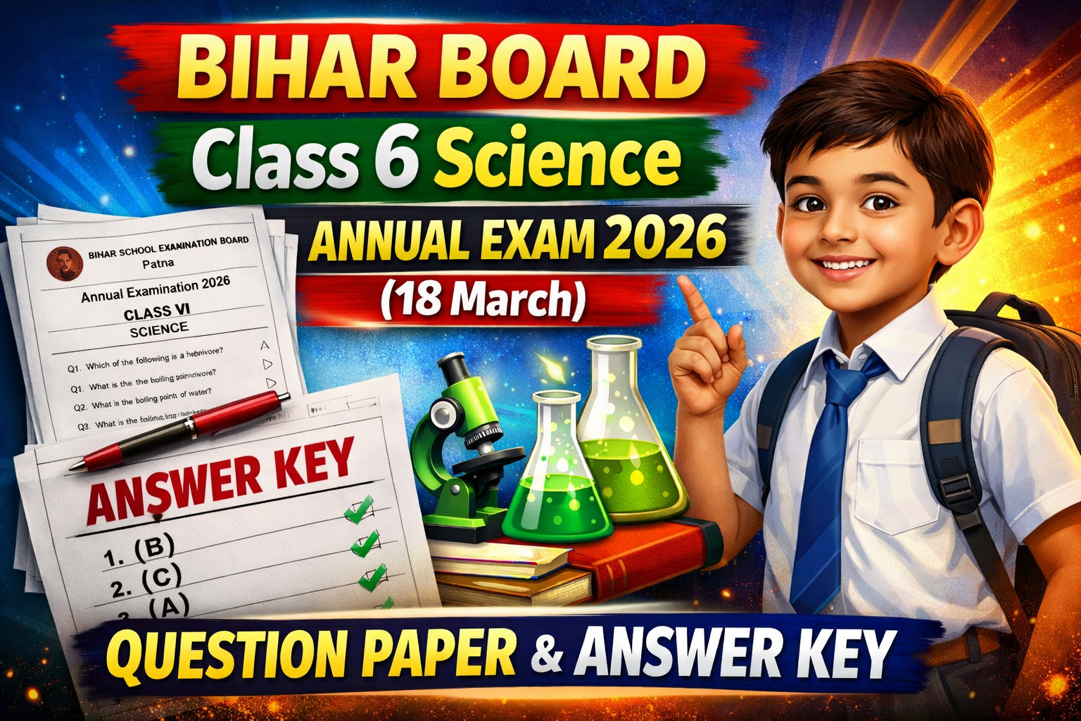 Bihar Board Class 6 Science Annual Exam 2026 Question Paper with Answer Key