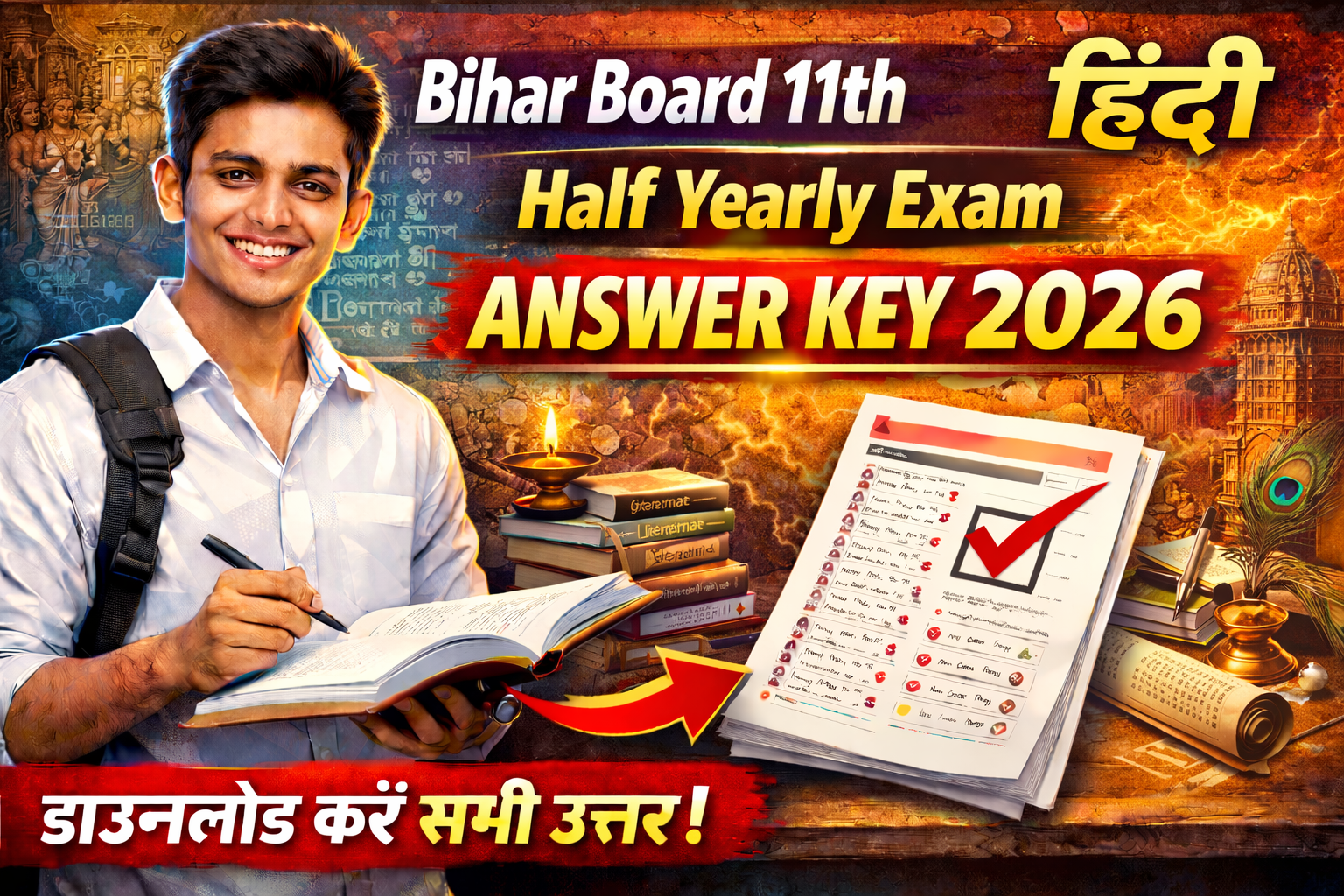 Bihar Board 11th Hindi Half Yearly Exam Answer Key 2026