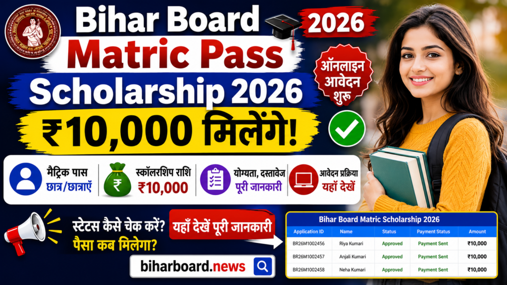 Bihar Board Matric Pass Scholarship 2026