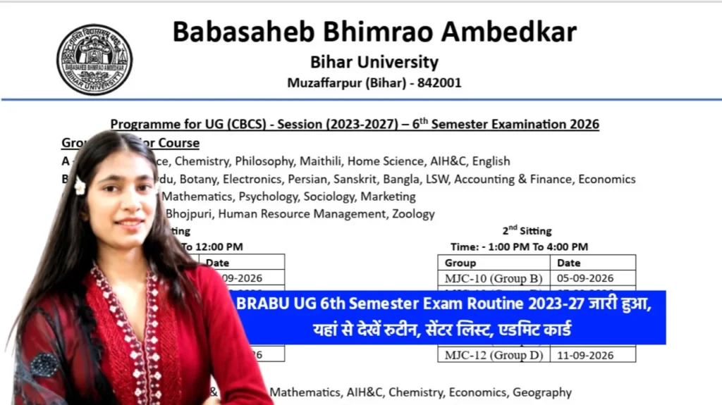 BRABU UG CBCS 6th Semester Exam Routine 2026