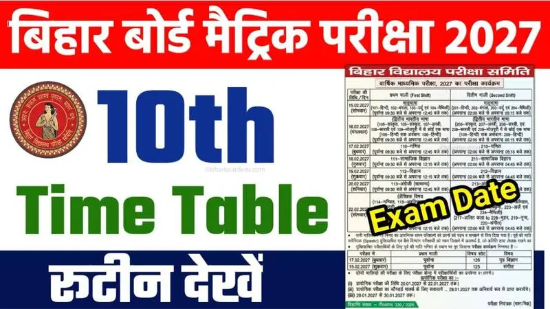 Bihar Board 10th Exam Date 2027