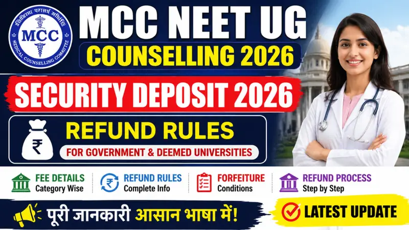 MCC NEET UG Security Deposit 2026: कितना जमा करना होगा, Refund कब मिलेगा? जानें पूरी जानकारी MCC NEET UG Security Deposit 2026