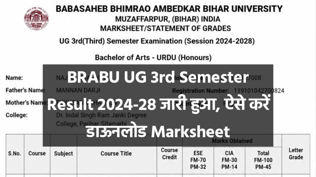 BRABU UG 3rd Semester Result 2024 28