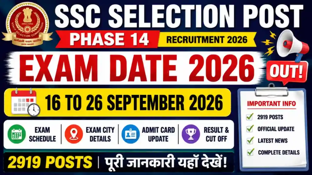 SSC Phase 14 Exam City 2026