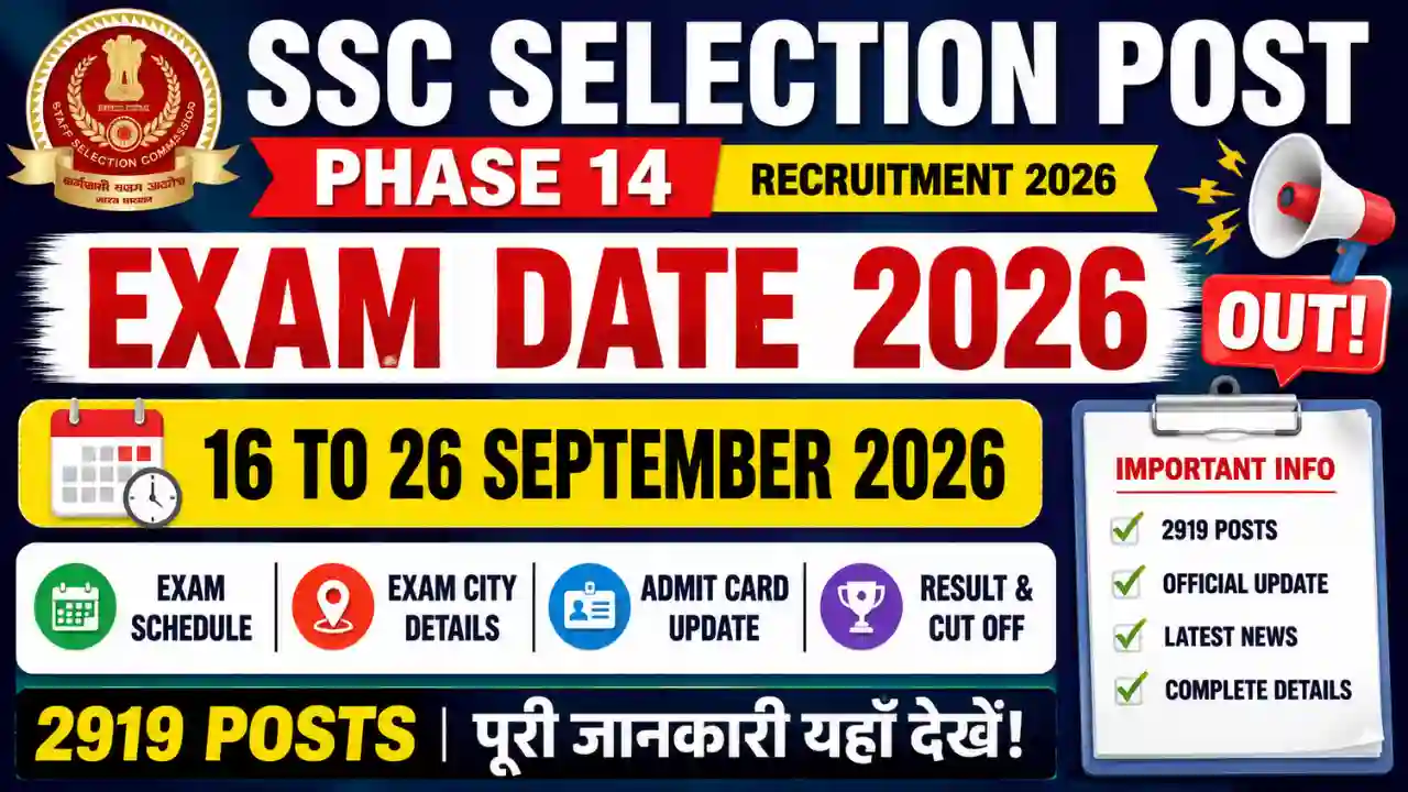 SSC Phase 14 Exam City 2026