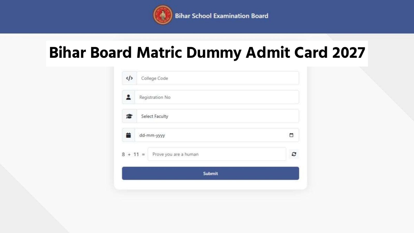 Bihar Board Matric Dummy Admit Card 2027 ऐसे करें डाऊनलोड @biharboard.news Bihar Board Matric Dummy Admit Card 2027